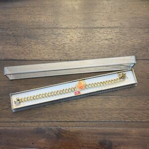 Jacoby JB Charm Bracelet Women Gold 12K Gold Filled Double Link Curb Chain NOS